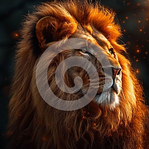 Close Up of a Lion With Blurry Background