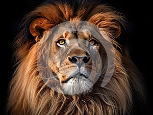 Close-up of a Lion\'s Face: Eyes Full of Intensity - AI Generated