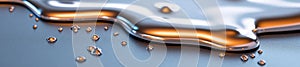 Close-up of Liquid Silver on a Metallic Surface with Fluid Reflection photo