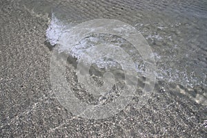 Close up littel wave on sand
