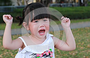 Close-up little girl crying