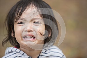 Close up Little kid girl crying