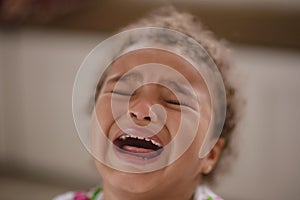 Close up Little kid girl crying with tearful on her face