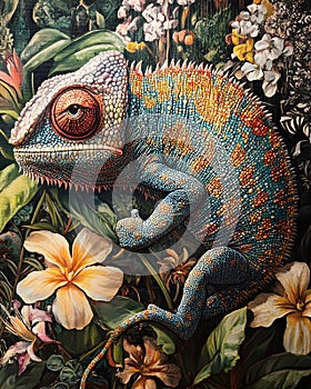 A close up of a lizard with an isolated background