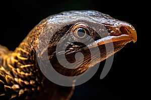 a close up of a lizard's face