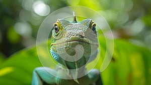 A close up of a lizard\'s face with details, AI