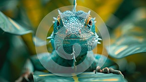 A close up of a lizard\'s face with details, AI