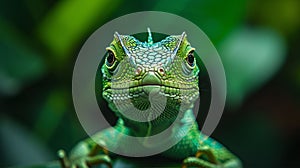 A close up of a lizard\'s face with details, AI