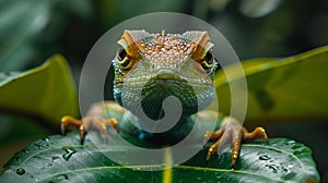 A close up of a lizard\'s face with details, AI