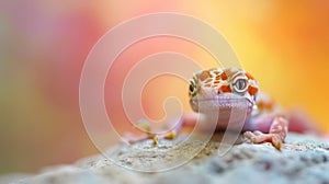 A close up of a lizard sitting on top of some rocks, AI