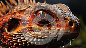 A close up of a lizards face. Generative AI.