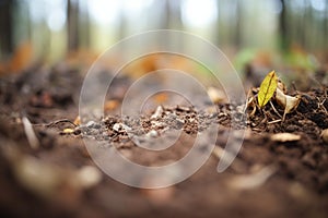 close-up of loamy soil on a forest floor photo