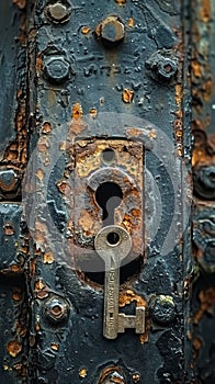 Close-up of a lock and key