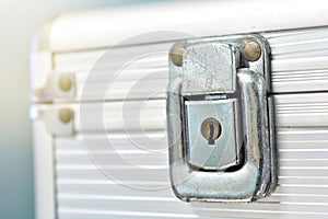 Close-up lock of metal case