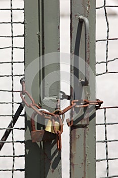 Close up on a locked gate