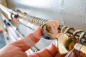 Close up of lockkey are lock on cable