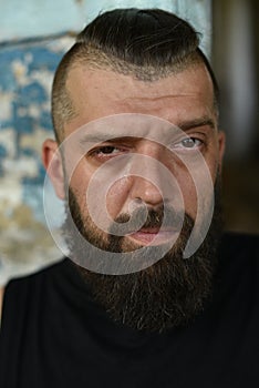 Close up of long beard and mustache of bearded man