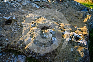 Close-up of Lordenshaws Hillfort Rock Art photo