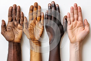 Close-up of a lot of hands of people of different races . The concept of friendship and internationalism