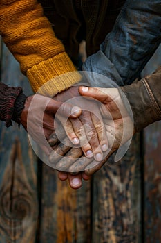 Close-up of a lot of hands of people of different races . The concept of friendship and internationalism