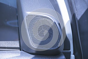 Close up Loundspeakers in a car. Sound system audio.