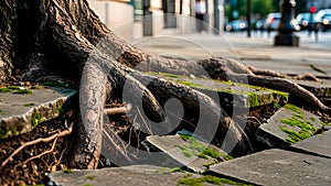 Nature's Strength: Tree Roots Cracking Urban Pavement