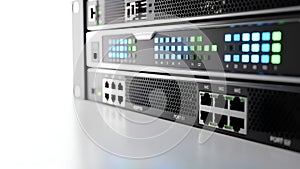 Server Rack with Blinking Network Lights