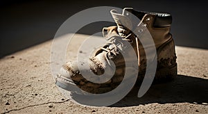 Dirty Work Boot on Concrete Surface