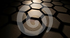 Dark Hexagonal Pattern Surface Texture with Dramatic Lighting