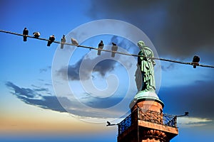 Close up of the Ludwigsmonument on the Luisenplatz in Darmstadt, Germany