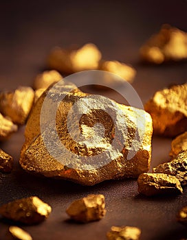 Close-up lump of gold mine