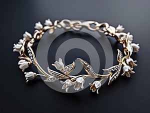 Close-Up Of A Luxurious Bracelet In The Shape Of Lily Of The Valley Flower