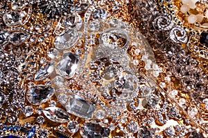 Close up of luxury golden and silver jewelry