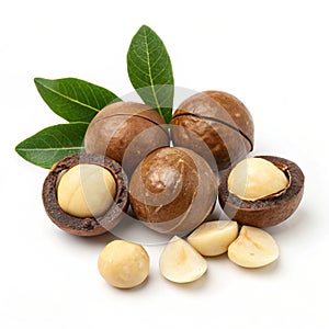 Macadamia Nuts with Leaves