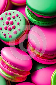 Close up of macarons. Generative AI