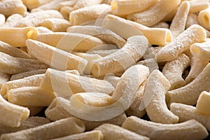 Close-up of maccheroncini pasta