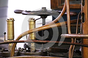 Close-up on the machinery and the regulations of an old automobile car