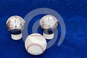 Close up machining metal or stainless steel parts two ball baseball make by automatic high technology accuracy and precision