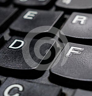 Close up macro black computer keyboard