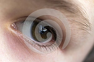 Close up macro of child boy eye