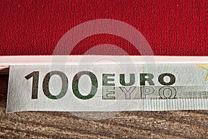 Close up macro detail of euro money banknotes
