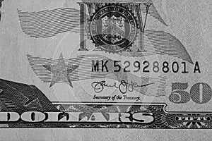 Close up macro detail of US dollar money banknotes, detail photo of US Dollars. World money concept, inflation and economy concept