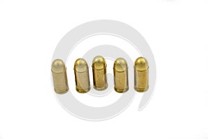 Golden bullets isolated on a white background