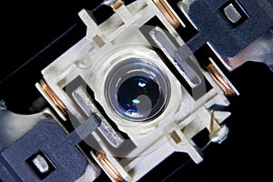 Close up macro. Laser Head reader of cd player system equipment