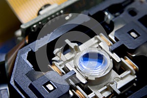 Close up macro. Laser Head reader of cd player system equipment
