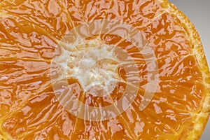 close up or macro photo of organic orange, healthy food d