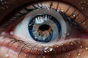 Close-up macro photography of a human eye. Generative AI