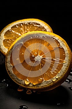 Close-up macro photography of slices of a Lemon.
