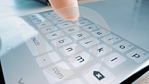 Close-up Macro POV Shot: Person Using Touch Screen Smartphone Device and Typing Message. Concept of