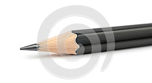 Sharp black pencil tip on a white background
